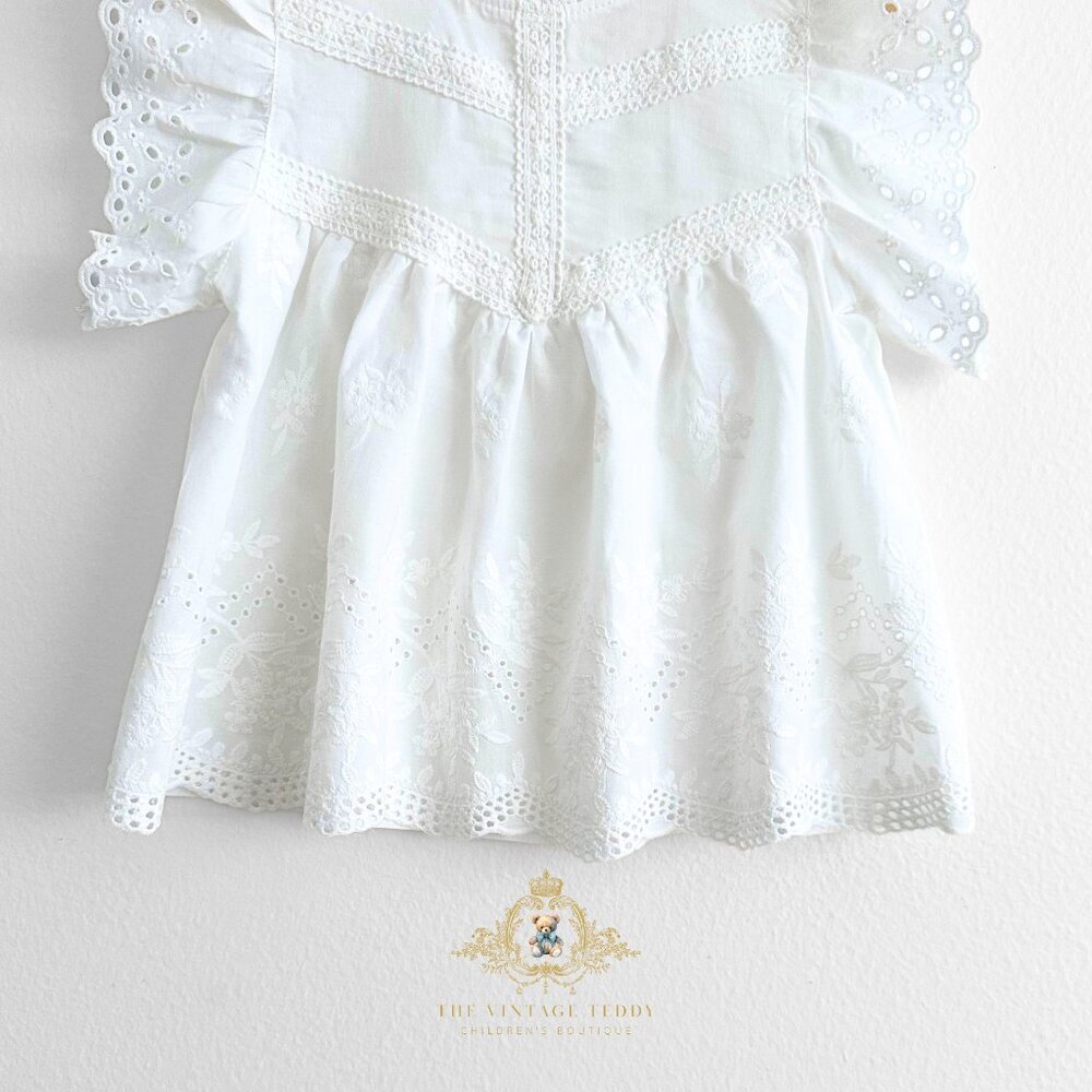 NWT Pretty Girls Blouse Lovely Floral Eyelet Lace Embroidery Bohemian White 2T - Picture 5 of 5